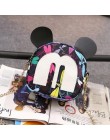 Moda jesień nowy koreański wysokiej jakości PU skórzane torebki damskie torebki mały kwadratowy plecak słodkie Mickey torby na r