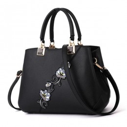 Moda damska torebki PU skórzane torby z haftem marka luksusowa torba na ramię hit kolorowy top-uchwyt torebki kwiat torba