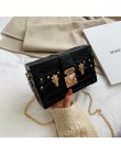 Fashion Box damskie torby na ramię nity moda kobiety Messenger torby małe kwadratowe torebki damskie 2019 nowe kobiece pakiety n