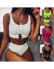 2020 nowy Sexy wysokiej talii strój kąpielowy bikini kobiety stroje kąpielowe Bandeau zestaw bikini push-up klamra strój kąpielo