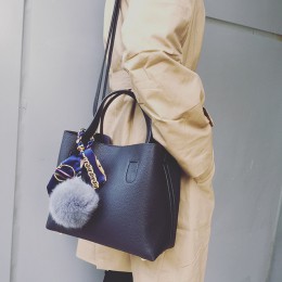 LAN LOU moda PU skórzane damskie torebki większa damska torba włochata piłka torba na ramię torba messenger crossbody dla kobiet