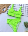 2020 nowy Sexy wysokiej talii strój kąpielowy bikini kobiety stroje kąpielowe Bandeau zestaw bikini push-up klamra strój kąpielo