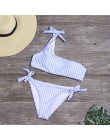 Seksowny pasek zestaw bikini kobiety jedno ramię stroje kąpielowe niski bandaż w talii strój kąpielowy strój kąpielowy lato zakr