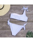 Seksowny pasek zestaw bikini kobiety jedno ramię stroje kąpielowe niski bandaż w talii strój kąpielowy strój kąpielowy lato zakr