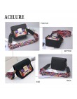 ACELURE kasetonowa twarda skóra Pu damska torba na ramię kolorowy szeroki pasek Crossbody torby moda na wszystkie mecze eleganck