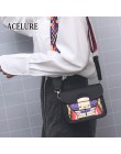 ACELURE kasetonowa twarda skóra Pu damska torba na ramię kolorowy szeroki pasek Crossbody torby moda na wszystkie mecze eleganck