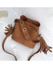 Moda vip peeling kobiety torebka wiadro Vintage torba gońca z frędzelkami wysokiej jakości torba na ramię w stylu Retro prosta t