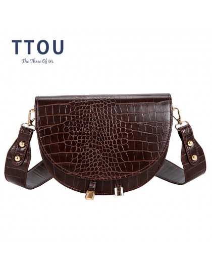 Kobiety wzorek z aligatorem nad Crossbody torba krokodyl półkole torba siodło miękkie skórzane torby na ramię damskie torebki