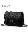 Wiosna nowy klasyczny nit małe kwadratowe torby Crossbody Mini kobiety zamek do torebki Pu skórzana łańcuszkowa torba na ramię k