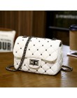 Wiosna nowy klasyczny nit małe kwadratowe torby Crossbody Mini kobiety zamek do torebki Pu skórzana łańcuszkowa torba na ramię k