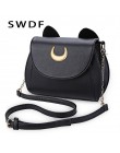 SWDF Summer Sailor Moon torebka damska czarna Luna Cat kształt łańcuszkowa torba na ramię PU skóra kobiety Messenger mała torebk