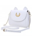 SWDF Summer Sailor Moon torebka damska czarna Luna Cat kształt łańcuszkowa torba na ramię PU skóra kobiety Messenger mała torebk