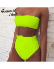 Wysokiej talii brazylijski neon bikini 2020 pas stroje kąpielowe kobiety Bandeau kostium kąpielowy damski push up kostium kąpiel