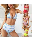 Sexy bikini wysokie w talii Boho stroje kąpielowe kobiety frędzle Halter kostium kąpielowy damski push up kostium kąpielowy braz