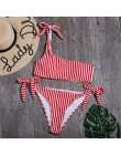 Seksowny pasek zestaw bikini kobiety jedno ramię stroje kąpielowe niski bandaż w talii strój kąpielowy strój kąpielowy lato zakr
