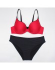 ESSV strój kąpielowy czerwony zestaw bikini push-up Plus rozmiar kobiety stroje kąpielowe Sexy wyściełana regulowana pasek grani