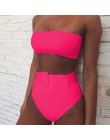 Wysokiej talii brazylijski neon bikini 2020 pas stroje kąpielowe kobiety Bandeau kostium kąpielowy damski push up kostium kąpiel
