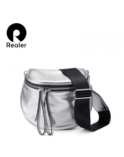 REALER kobiety Crossbody torba moda torba na ramię szeroki pasek miękka sztuczna skóra kobiet torba dla pań wysokiej jakości