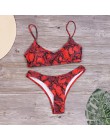 Kobiety Sexy Leopard bikini nadruk węża strój kąpielowy zakrętka tubki wysokie cięcie strój kąpielowy brazylijskie stroje kąpiel