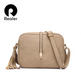 REALER kobiety mała kurierska torby codzienna torba na ramię moda w stylu retro frędzel torebka kobieta zipper crossbody torba t