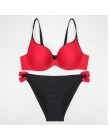 ESSV strój kąpielowy czerwony zestaw bikini push-up Plus rozmiar kobiety stroje kąpielowe Sexy wyściełana regulowana pasek grani