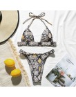 Nadruk węża bikini Push up strój kąpielowy kobiet strój kąpielowy String stringi brazylijskie bikini 2020 strój kąpielowy z wyso