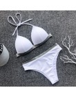 Czarny biały wysokiej talii Bikini 2020 strój kąpielowy kobiety stroje kąpielowe biustonosz Halter Push Up zestaw kąpiel strój k