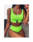 2020 nowy Sexy wysokiej talii strój kąpielowy bikini kobiety stroje kąpielowe Bandeau zestaw bikini push-up klamra strój kąpielo