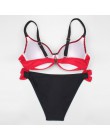 ESSV strój kąpielowy czerwony zestaw bikini push-up Plus rozmiar kobiety stroje kąpielowe Sexy wyściełana regulowana pasek grani