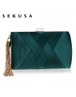 SEKUSA New Arrival frędzle metalowe damska kopertówka z łańcucha torebki na ramię klasyczny styl mała torebka dzień torebki wiec