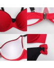 ESSV strój kąpielowy czerwony zestaw bikini push-up Plus rozmiar kobiety stroje kąpielowe Sexy wyściełana regulowana pasek grani
