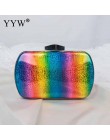 2018 moda Rainbow Box torba wieczór kobiety projektant elegancka torba wesele sprzęgła kiesa kobiet żelki mini łańcuch torba na 