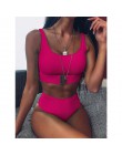 2020 nowy Sexy wysokiej talii strój kąpielowy bikini kobiety stroje kąpielowe Bandeau zestaw bikini push-up klamra strój kąpielo