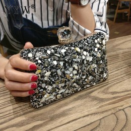 Srebrne diamenty Box Bag wieczorne sprzęgło torebka kobiety moda Mini torby na ramię z łańcuchem kobiece eleganckie ślubne koper