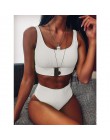 2020 nowy Sexy wysokiej talii strój kąpielowy bikini kobiety stroje kąpielowe Bandeau zestaw bikini push-up klamra strój kąpielo