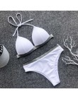 Czarny biały wysokiej talii Bikini 2020 strój kąpielowy kobiety stroje kąpielowe biustonosz Halter Push Up zestaw kąpiel strój k
