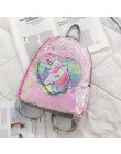 Zmienny kolor cekiny plecak z motywem jednorożca moda brokat tornister szkolny dziewczyny śliczny Hologram Laser PU skóra podróż