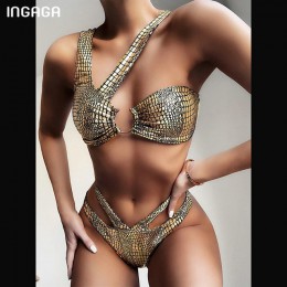 INGAGA wysokiej talii Bikini 2020 Push Up strój kąpielowy Leopard stroje kąpielowe kobiety brazylijski Bikini Set Biquini Sexy s