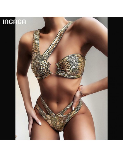 INGAGA wysokiej talii Bikini 2020 Push Up strój kąpielowy Leopard stroje kąpielowe kobiety brazylijski Bikini Set Biquini Sexy s