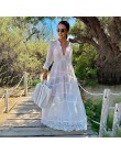 2020 szydełka białe dzianiny okrycie plażowe up sukienka tunika długie Pareos bikini Cover up sukienka na kostium kąpielowy Plag