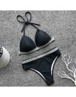 Czarny biały wysokiej talii Bikini 2020 strój kąpielowy kobiety stroje kąpielowe biustonosz Halter Push Up zestaw kąpiel strój k
