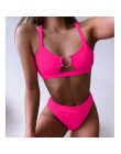 2020 nowy Sexy wysokiej talii strój kąpielowy bikini kobiety stroje kąpielowe Bandeau zestaw bikini push-up klamra strój kąpielo
