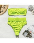Wysokiej talii brazylijski neon bikini 2020 pas stroje kąpielowe kobiety Bandeau kostium kąpielowy damski push up kostium kąpiel