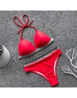 Czarny biały wysokiej talii Bikini 2020 strój kąpielowy kobiety stroje kąpielowe biustonosz Halter Push Up zestaw kąpiel strój k