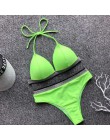 Czarny biały wysokiej talii Bikini 2020 strój kąpielowy kobiety stroje kąpielowe biustonosz Halter Push Up zestaw kąpiel strój k