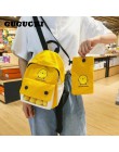 Fashion School Backpack Women 2019 College Girls Cute Cartoon małe żółte torby na ramię studenci dwuczęściowe plecaki szkolne