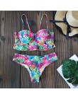2020 seksowne Bikini stroje kąpielowe kobiety strój kąpielowy Push Up Biquini brazylijski Bikini Set związywane lato Bikini druk