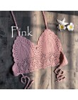 2020 nowe trójkątne Bikini Top kobieta strój kąpielowy z wycięciem szydełka czarne Bikini seksowny Top pływanie biustonosz duże 