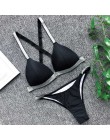 Czarny biały wysokiej talii Bikini 2020 strój kąpielowy kobiety stroje kąpielowe biustonosz Halter Push Up zestaw kąpiel strój k