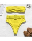 Wysokiej talii brazylijski neon bikini 2020 pas stroje kąpielowe kobiety Bandeau kostium kąpielowy damski push up kostium kąpiel